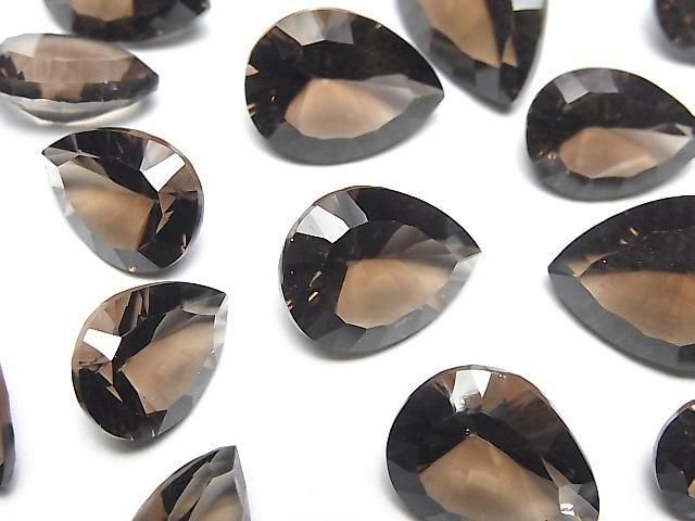 High Quality Smoky Quartz AAA Loose stone Pear shape Concave Cut Size Mix 5pcs