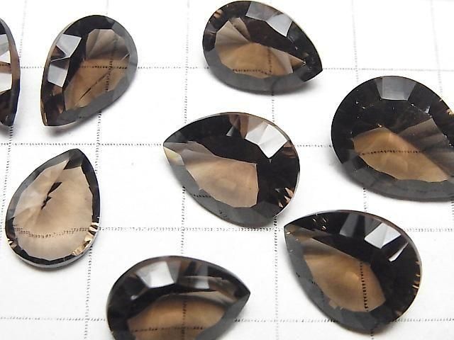 High Quality Smoky Quartz AAA Loose stone Pear shape Concave Cut Size Mix 5pcs