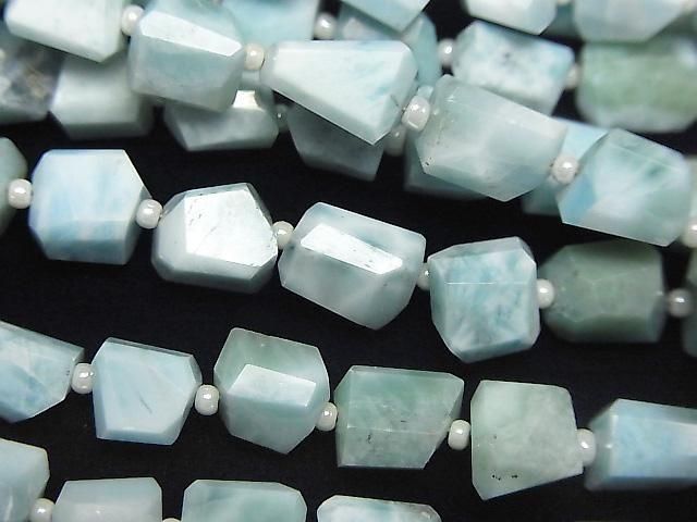 Larimar Pectolith AA+ Facettiert Nugget halb oder 1Strang Perlen (ca. 7Zoll/18cm)