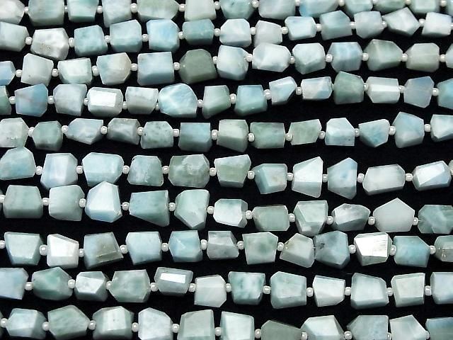 Larimar Pectolith AA+ Facettiert Nugget halb oder 1Strang Perlen (ca. 7Zoll/18cm)