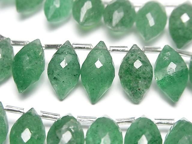 Hochwertiger grüner Aventurin AA++ Marquise Reis facettiert Briolette halb oder 1 Strang Perlen (ca. 18m)