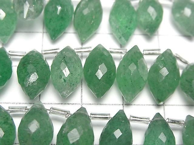 Hochwertiger grüner Aventurin AA++ Marquise Reis facettiert Briolette halb oder 1 Strang Perlen (ca. 18m)