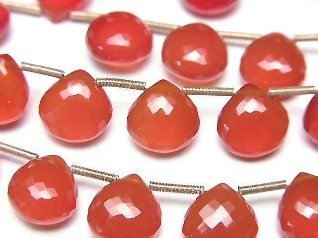 MicroCut High Quality Red Agate AAA Chestnut Faceted Briolette half or 1strand beads (8pcs)