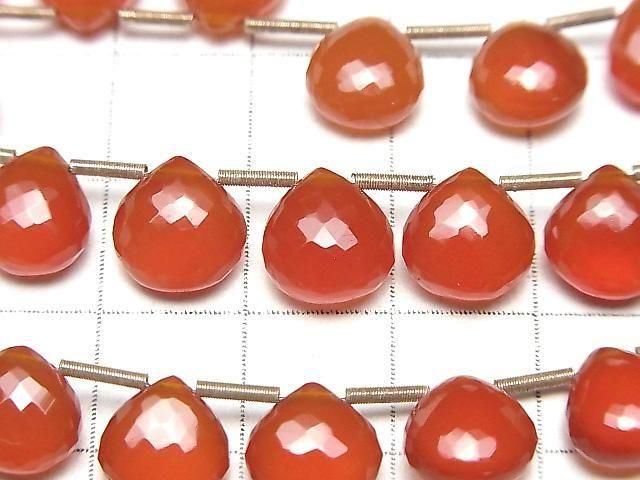MicroCut High Quality Red Agate AAA Chestnut Faceted Briolette half or 1strand beads (8pcs)