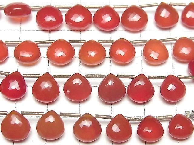 MicroCut Hochwertiger roter Achat AAA Kastanie facettiert Briolette halb oder 1 Strang Perlen (8 Stück)
