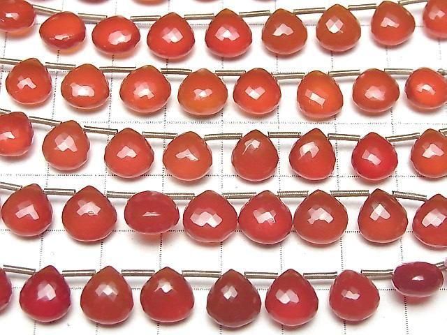 MicroCut Hochwertiger roter Achat AAA Kastanie facettiert Briolette halb oder 1 Strang Perlen (8 Stück)