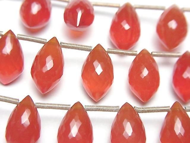 MicroCut High Quality Red Agate AAA Marquise Rice Faceted Briolette half or 1strand beads (8pcs)