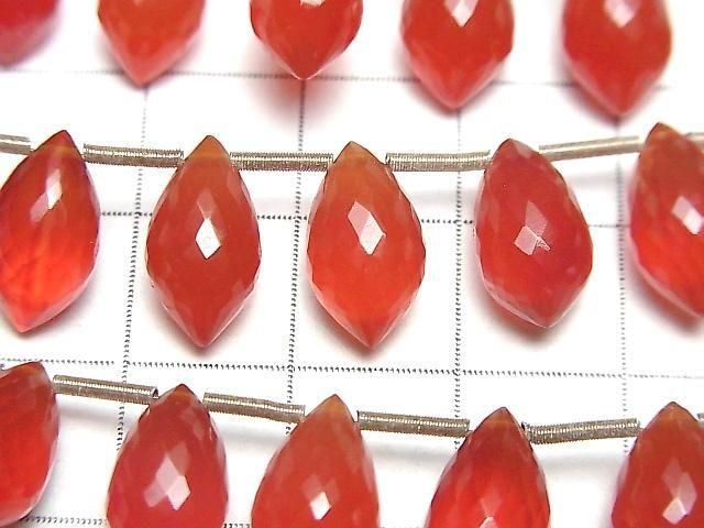 MicroCut High Quality Red Agate AAA Marquise Rice Faceted Briolette half or 1strand beads (8pcs)
