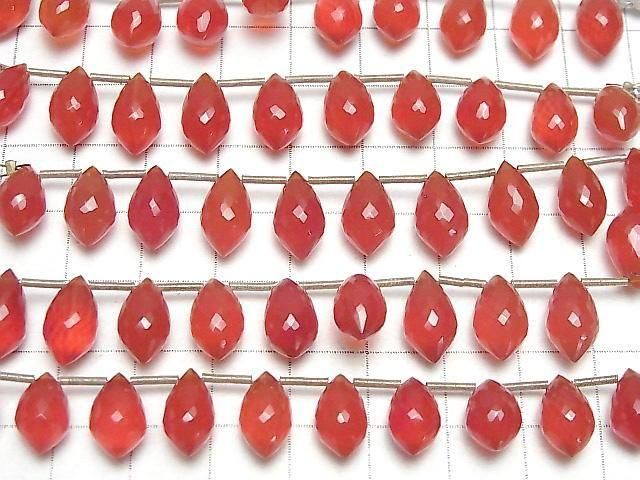 MicroCut High Quality Red Agate AAA Marquise Rice Faceted Briolette half or 1strand beads (8pcs)