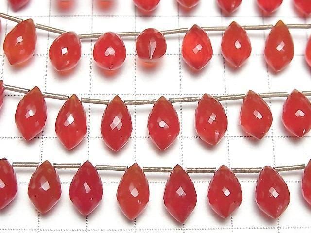 MicroCut High Quality Red Agate AAA Marquise Rice Faceted Briolette half or 1strand beads (8pcs)