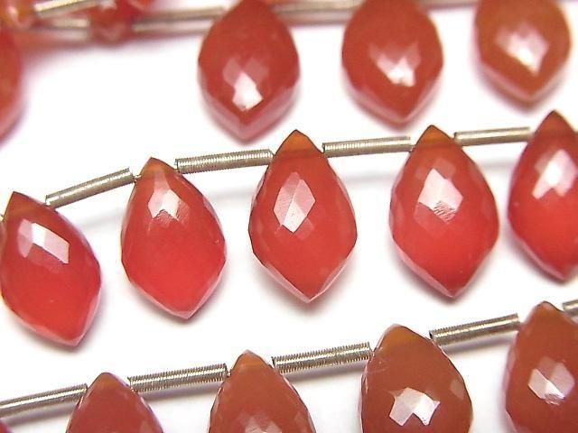 MicroCut High Quality Red Agate AAA Marquise Faceted Briolette half or 1strand beads (8pcs)