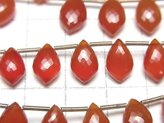 MicroCut High Quality Red Agate AAA Marquise Faceted Briolette half or 1strand beads (8pcs)