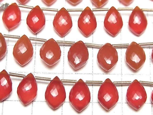 MicroCut High Quality Red Agate AAA Marquise Faceted Briolette half or 1strand beads (8pcs)