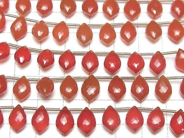 MicroCut High Quality Red Agate AAA Marquise Faceted Briolette half or 1strand beads (8pcs)