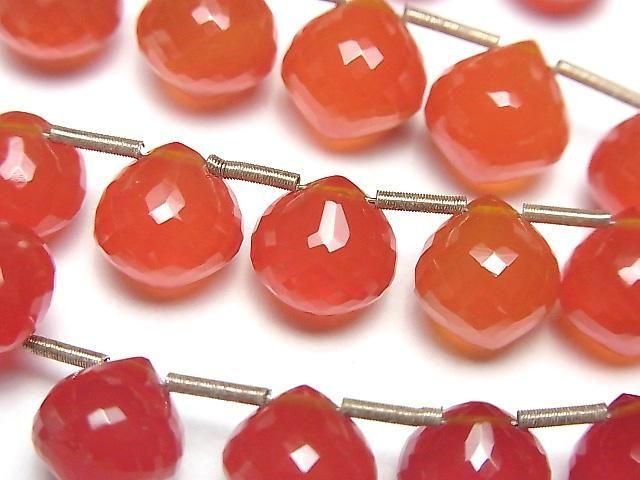 MicroCut High Quality Red Agate AAA Onion Faceted Briolette half or 1strand beads (8pcs)