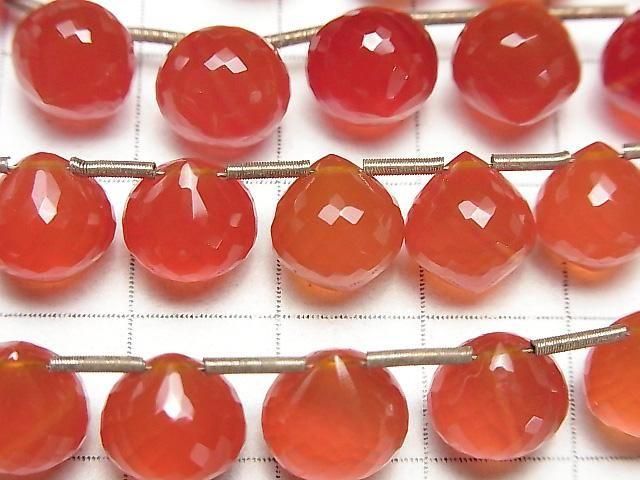 MicroCut High Quality Red Agate AAA Onion Faceted Briolette half or 1strand beads (8pcs)
