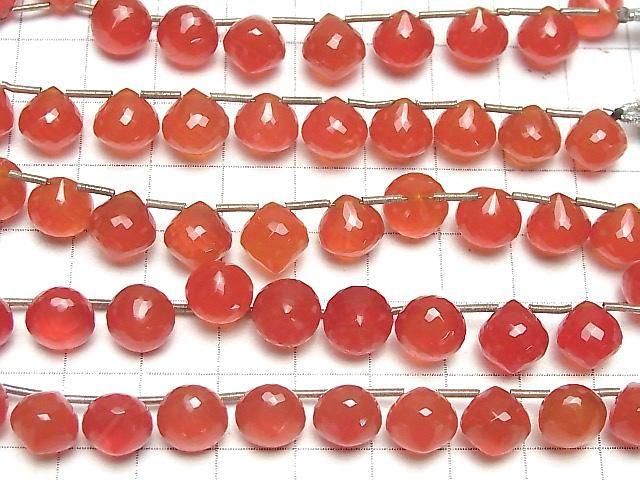 MicroCut Hochwertiger roter Achat AAA Zwiebel facettiert Briolette halb oder 1 Strang Perlen (8 Stück)
