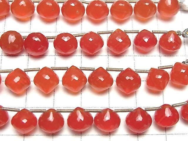 MicroCut Hochwertiger roter Achat AAA Zwiebel facettiert Briolette halb oder 1 Strang Perlen (8 Stück)