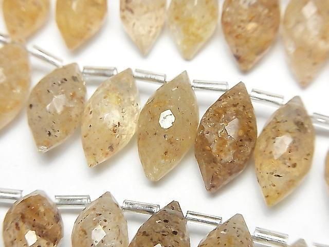 Goldener Aventurinquarz Marquise Reis facettiert Briolette halb oder 1 Strang Perlen (22 Stück)