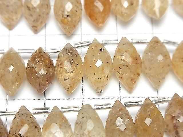Goldener Aventurinquarz Marquise Reis facettiert Briolette halb oder 1 Strang Perlen (22 Stück)