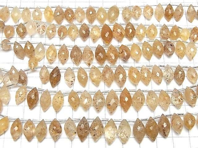Goldener Aventurinquarz Marquise Reis facettiert Briolette halb oder 1 Strang Perlen (22 Stück)