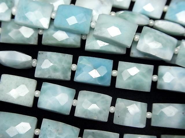 Larimar Pektolith AA++ facettiert Rechteck halb oder 1 Strang Perlen (16 Stück)