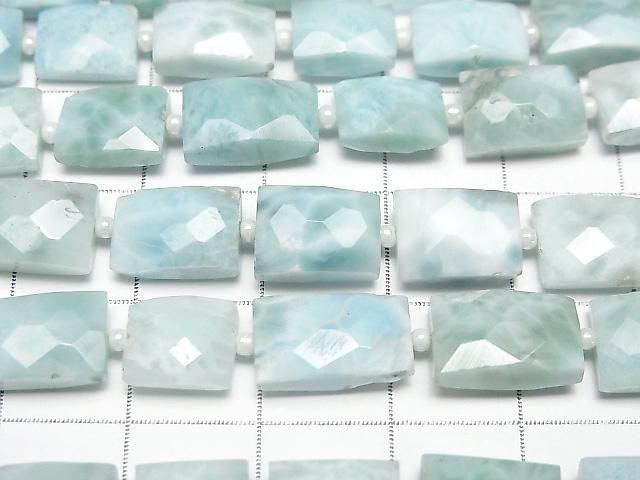 Larimar Pektolith AA++ facettiert Rechteck halb oder 1 Strang Perlen (16 Stück)