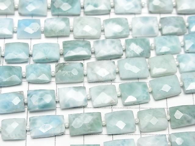 Larimar Pektolith AA++ facettiert Rechteck halb oder 1 Strang Perlen (16 Stück)