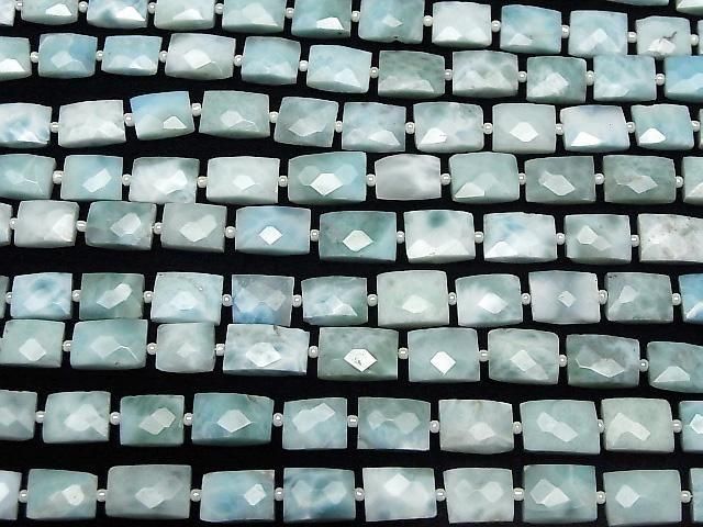 Larimar Pektolith AA++ facettiert Rechteck halb oder 1 Strang Perlen (16 Stück)