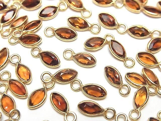 Hochwertiger Madeira Citrin AAA- Zargenfassung Marquise facettiert 7x4mm 18KGP 3 Stück