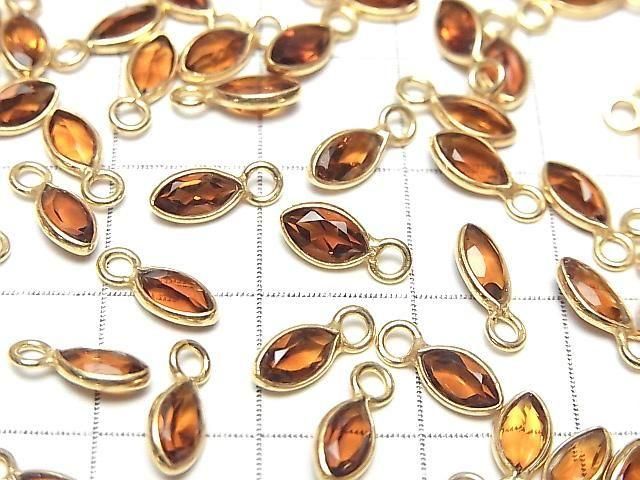 Hochwertiger Madeira Citrin AAA- Zargenfassung Marquise facettiert 7x4mm 18KGP 3 Stück