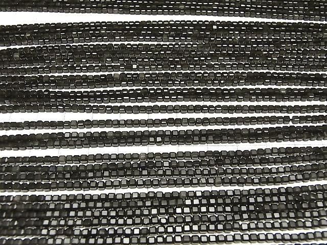 Hochwertiger! Schwarzer Obsidian AAA Würfelform 2x2x2mm 1 Strang Perlen (ca. 15 Zoll/36 cm)