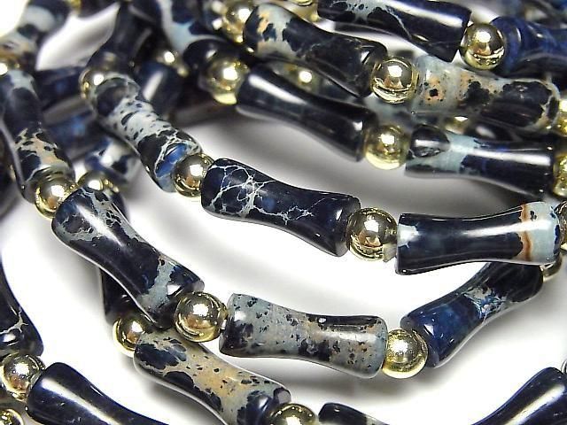 Navy-farbene Kaolinit-Bambus 13x5x5mm Armband