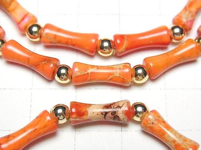 Oranges Kaolinit-Bambus Armband 13x5x5mm