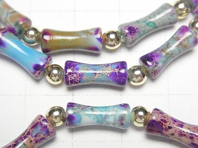 Hellblaues x Lila Kaolinit-Bambus Armband 13x5x5mm
