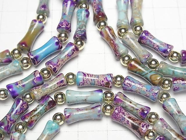 Hellblaues x Lila Kaolinit-Bambus Armband 13x5x5mm
