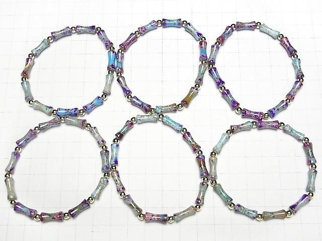 Hellblaues x Lila Kaolinit-Bambus Armband 13x5x5mm