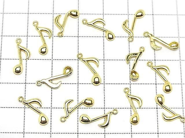 Metal parts Musical note motif (eighth note) Charm 13.5x8mm Gold color 3pcs