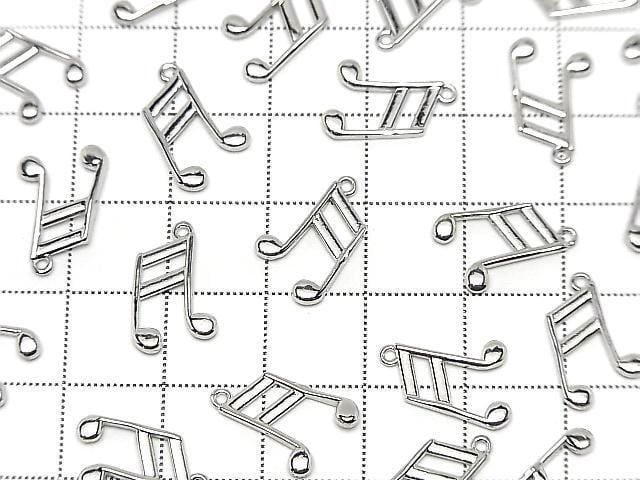 Metal parts Musical note motif (16th note) Charm 14x9mm Silver color 3pcs