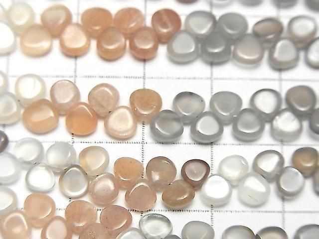 Pierre de lune multicolore de haute qualité AA++ Châtaigne (lisse) 1 fil de perles (env. 6 pouces/16 cm)