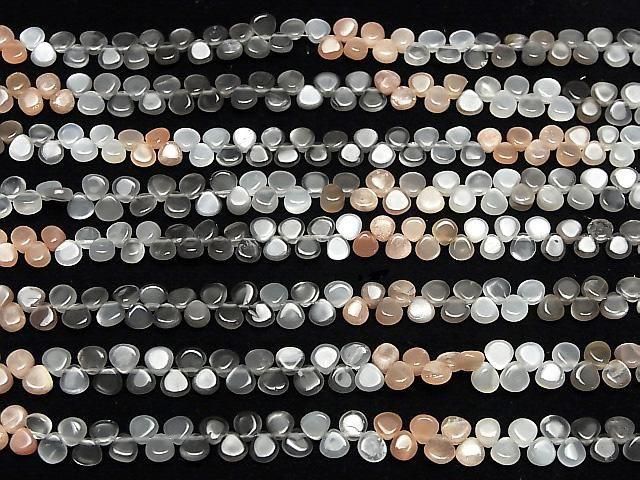 Pierre de lune multicolore de haute qualité AA++ Châtaigne (lisse) 1 fil de perles (env. 6 pouces/16 cm)