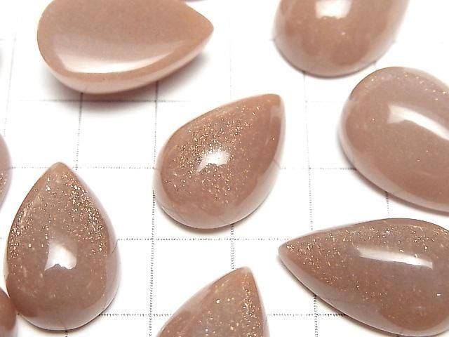 Pfirsich-Mondstein AAA Birnenform Cabochon Größenmix 2 Stück