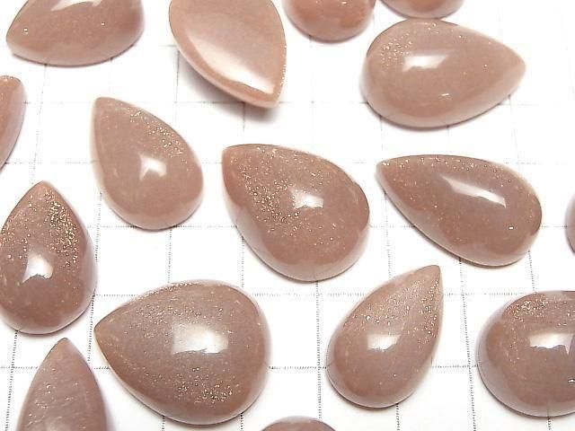 Pfirsich-Mondstein AAA Birnenform Cabochon Größenmix 2 Stück