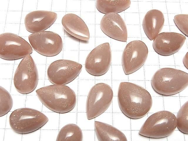 Pfirsich-Mondstein AAA Birnenform Cabochon Größenmix 2 Stück