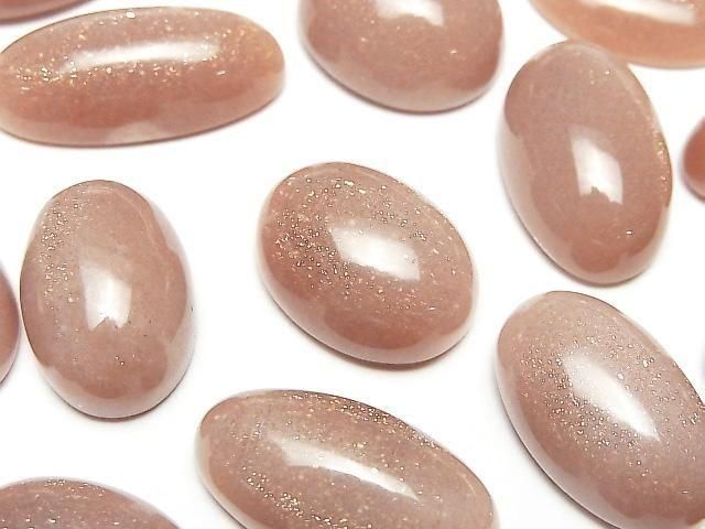 Pfirsich-Mondstein AAA Oval Cabochon Größenmix 2 Stück