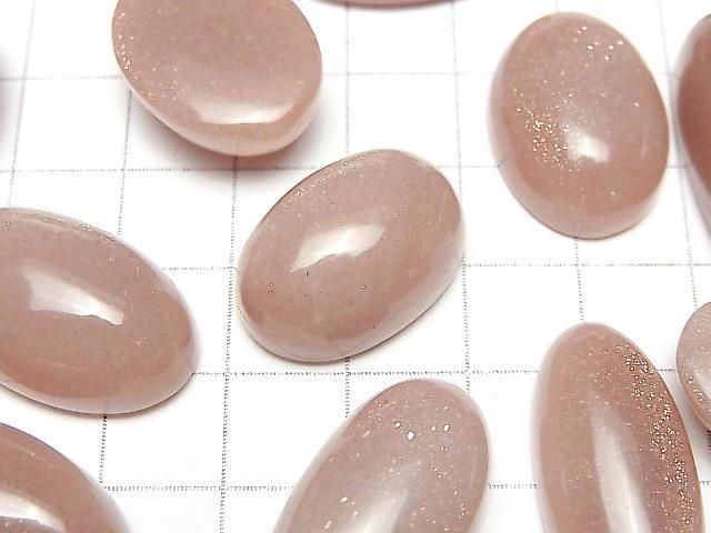 Pfirsich-Mondstein AAA Oval Cabochon Größenmix 2 Stück