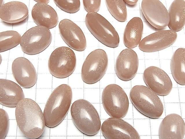 Pfirsich-Mondstein AAA Oval Cabochon Größenmix 2 Stück