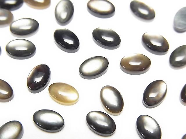 Hochwertige Schwarze Muschel (Schwarze Lippen-Auster) Ovaler Cabochon 6x4mm 5 Stück