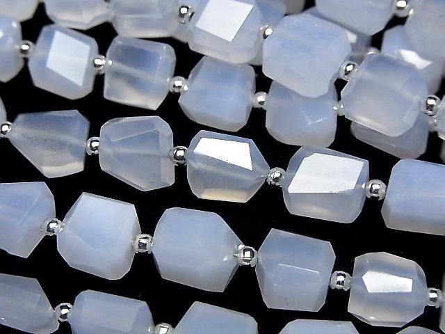 Naturfarbener blauer Chalcedon AAA- facettierter Nugget halb oder 1strang Perlen (18Stück)