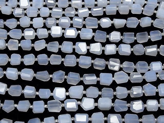 Naturfarbener blauer Chalcedon AAA- facettierter Nugget halb oder 1strang Perlen (18Stück)